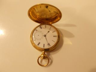 Antique 18k Solid Gold F B Adams & Sons London Pocket Watch With Chain And Key