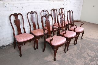 Ethan Allen Queen Anne Solid Cherry Dining Chairs,  Set of Eight 2