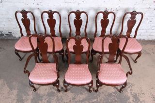 Ethan Allen Queen Anne Solid Cherry Dining Chairs,  Set of Eight 3