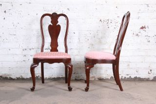 Ethan Allen Queen Anne Solid Cherry Dining Chairs,  Set of Eight 4