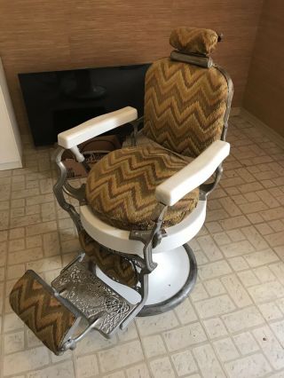Vintage 30’s - 40’s Koken Barber Chair “the Empaco” Porcelain Fully Functional