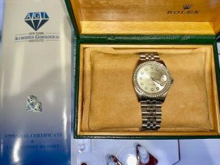 Rolex Datejust Mens 36mm Steel Jubilee Bracelet Watch With Diamond Bezel/dial