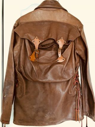 60s East West Musical Instruments Co.  Hooded Backpack Leather Jacket M