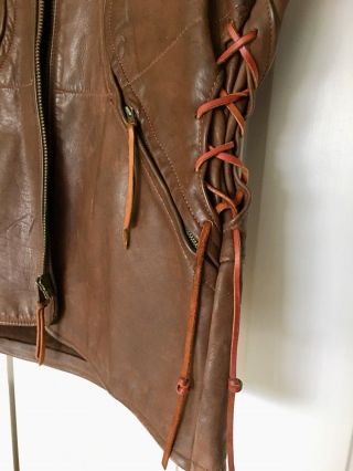 60s EAST WEST MUSICAL INSTRUMENTS Co.  HOODED BACKPACK LEATHER JACKET M 3
