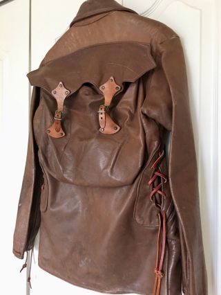 60s EAST WEST MUSICAL INSTRUMENTS Co.  HOODED BACKPACK LEATHER JACKET M 4