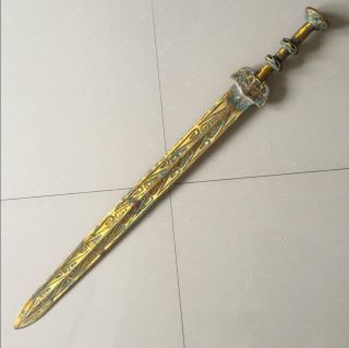 Length Is 110 Cm Chinese Ancient Dragon Sword In General Brass Hollow Pattern.