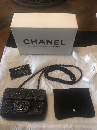 Authentic Rare Chanel Stud Mini Flap Bag Crossbody/shoulder Bag