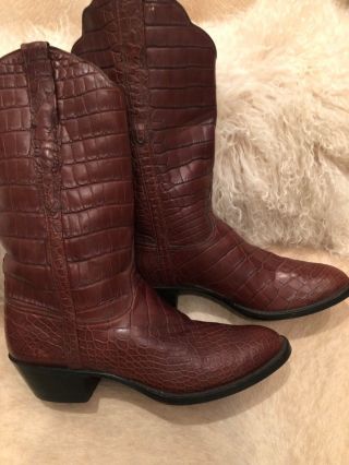 Rare Top & Bottom Full Gator Lucchese Cowboy Boots 9d Belly Cut Bias Scallop