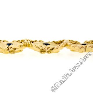 Vintage 14K Yellow Gold.  80ctw Sapphire Florentine Swing Link Statement Bracelet 5