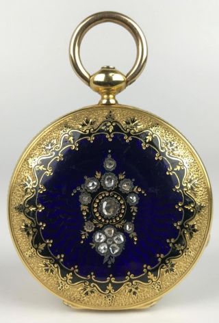 Breitling Laederich 1868 18k Gold,  Diamond Hunter Case Key Wind Pocket Watch