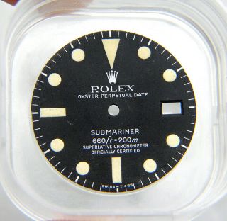 Vintage Rolex Submariner 1680 Matte Black & Cream Beyeler Watch Dial