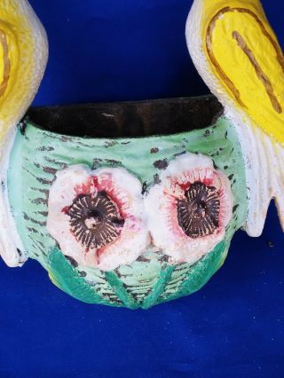 Antique YELLOW CANARY Bird Wall Pocket Vase Basket WELLER POTTERY UNIQUE ❤️j8 7
