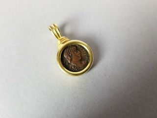 Solid 18k yellow gold Italian ancient Roman coin pendant / necklace,  quality,  14g 10