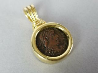 Solid 18k Yellow Gold Italian Ancient Roman Coin Pendant / Necklace,  Quality,  14g
