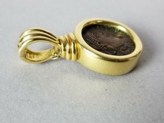 Solid 18k yellow gold Italian ancient Roman coin pendant / necklace,  quality,  14g 2