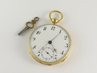 Rare Antique Henri Jacot Des Combes 18k Gold Alarm Pocket Watch