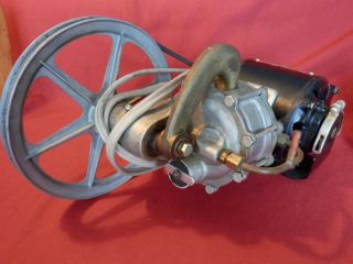 vtg Emerson Electric 1/12 hp motor w/belt drive vacuum pump bronze arm diaphragm 4