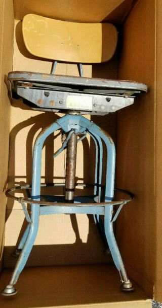 Vintage Uhl Industrial Factory Machine Age Adjustable Drafting Stool Chair