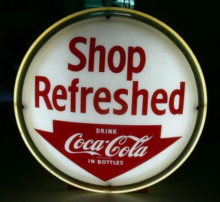 Ultra Rare 1950s Coca Cola Shop Refreshed Light Up Advertising Sign Wow