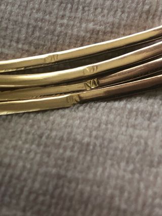 21K Set of Four Yellow Gold Etched Stacked Bangle Bracelets VTG - Hallmarked 6