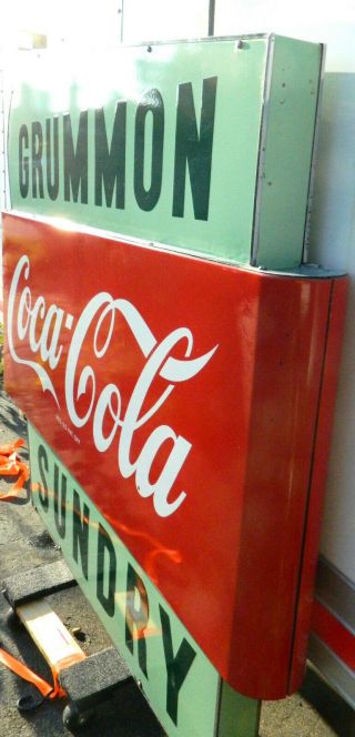 Old Vintage Double - Sided COCA - COLA Coke PORCELAIN Store SIGN 1950s RARE 6