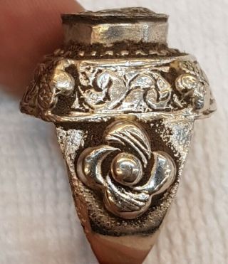 Very Rare And Unique Roman Ancient Old Silver Ring with Roman 1st King Old Coin 7