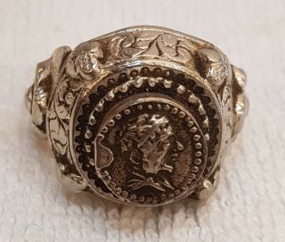 Very Rare And Unique Roman Ancient Old Silver Ring with Roman 1st King Old Coin 8