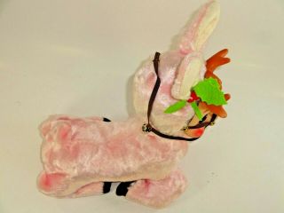 Vintage Rushton Plush Anthropomorphic Rubber Face Tickled Pink Resting Reindeer 12
