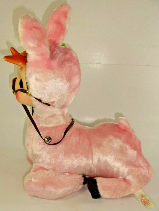 Vintage Rushton Plush Anthropomorphic Rubber Face Tickled Pink Resting Reindeer 9