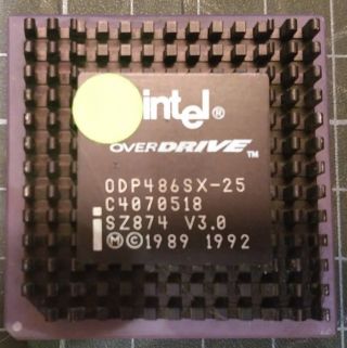 Intel Overdrive Odp486sx - 25 Sz874 Vintage Cpu,  Gold