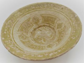 Ancient Islamic Glazed Pottery Bowl Circa 1300 - 1400ad Seljuk Empire