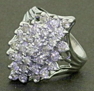 Heavy Vintage 14k Gold 2.  0ct Diamond Cluster Cocktail Ring Size 9