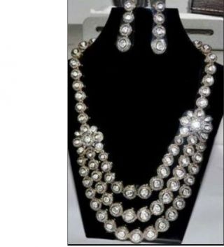 Estate Vintage Rose Cut Diamond & Uncut Diamond Sterling Silver Necklace Set