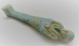 Ancient Egyptian Glazed Faience Ushabti Shabti With Heiroglyphic 600bc