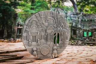 2019 Palau 1 Kilogram Tiffany Art Angkor Temple Antique Finish Silver Coin
