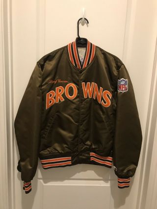 Rare Vintage 80s Nfl Cleveland Browns Starter Snap Jacket Size: Medium