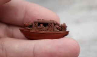 CHINESE HEDIAO CARVED PEACH STONE BOAT QING DYNASTY 19TH CENTURY 7