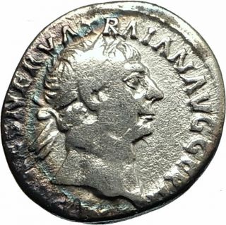 Trajan 98ad Rome Authentic Silver Ancient Roman Coin Victory Nike I77066
