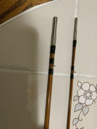Vintage Walton Powell Bamboo Fly Rod 8 ' 3 piece with extra tip,  Case and Sock 8