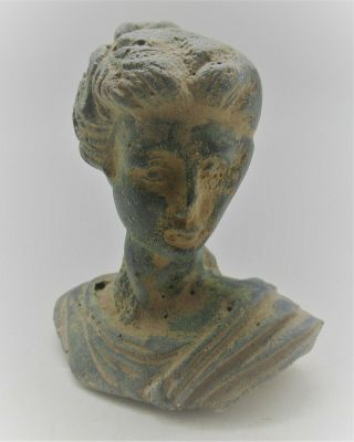 Ancient Roman Bronze Bust Of Diana European Finds Circa 200 - 300ad