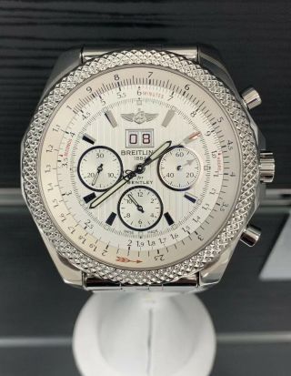 Pre Owned Breitling For Bentley Ref A44364 49mm Chronograph Rare White Dial
