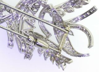 Vintage 1950s heavy Platinum 15.  0CTW VS diamond cluster ribbon brooch 5