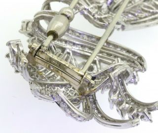 Vintage 1950s heavy Platinum 15.  0CTW VS diamond cluster ribbon brooch 6