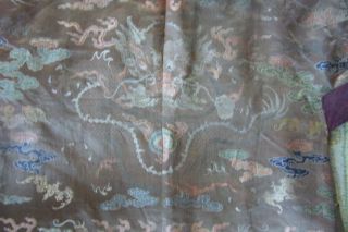 Anitique Chinese Imperial 19th century Robe/ Longpao silk brocade - 5 toe dragons, 6