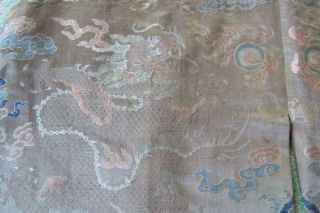 Anitique Chinese Imperial 19th century Robe/ Longpao silk brocade - 5 toe dragons, 9