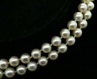 Antique 14K WG 3.  35CT VS1/F diamond heart clasp double strand pearl necklace 3