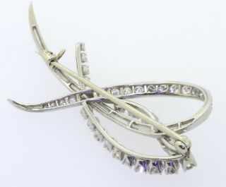 Vintage 1950s Platinum elegant 3.  0CTW VS1/F diamond ribbon brooch 4