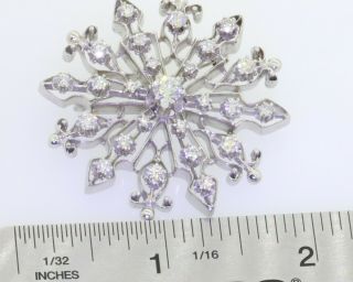 Vintage heavy 14K WG 2.  55CTW VS - SI/G diamond star/snowflake brooch w/.  55CT ctr. 3