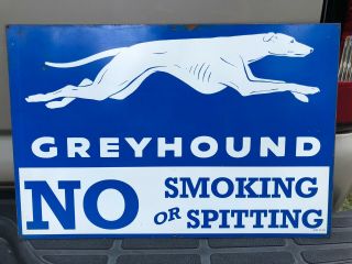 Vintage Greyhound Bus Lines No Smoking Or Spitting Painted Metal Sign Bus Depot