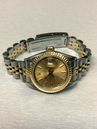 Ladies Rolex Datejust 26mm Ss & 14k 69173 Gold Dial Water Damage
